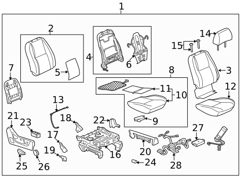 Front Seat Components for 2012 Cadillac Escalade #7
