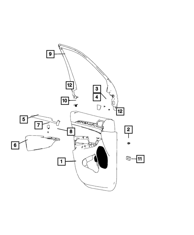 5YU361L1AC - : Front Door Trim Panel Assembly, Right for Mopar Image