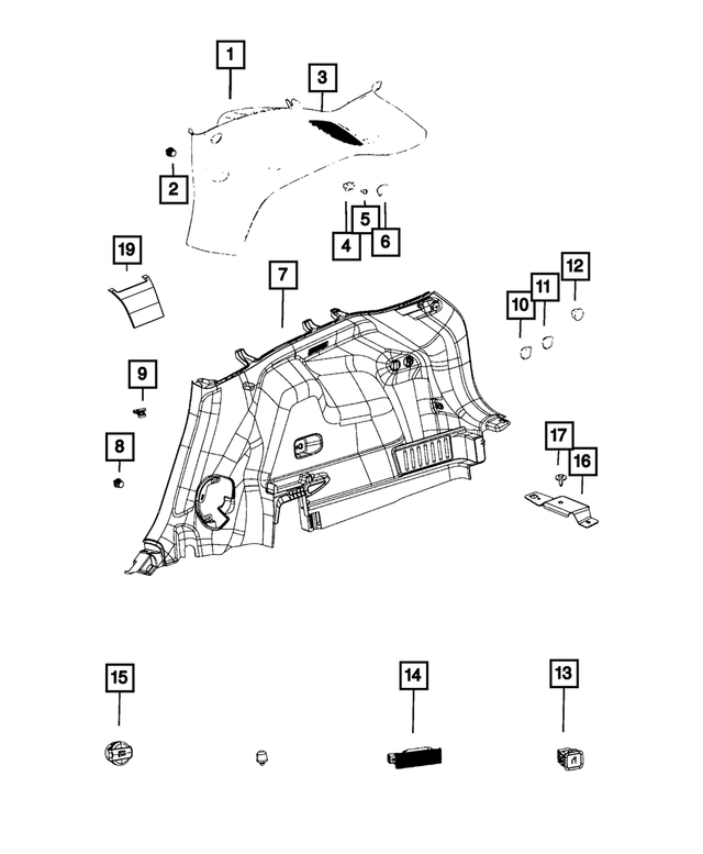 6SA57PS4AB - Interior Trim: Quarter Trim Panel, Left for Mopar Image