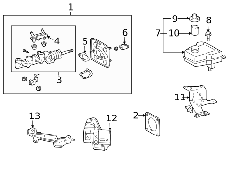 Master Cylinder - Components On Dash Panel for 2005 Toyota Prius #0