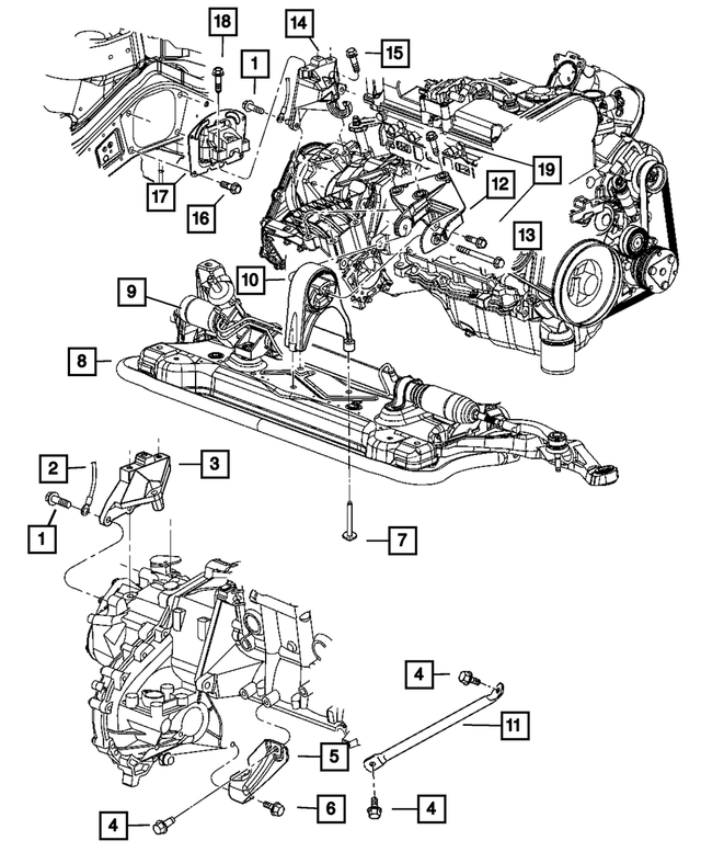 4573777 - Engine Mounting: Transmission Mount Bracket for Mopar Image image
