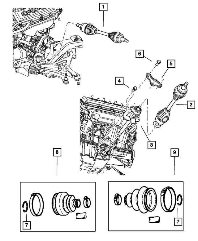 « R4578601AA – All Wheel Drive; Differential and Drive Line : Demi-arbre De Transmission Arbre, Côté Gauche, Refabriqué pour Mopar Image »