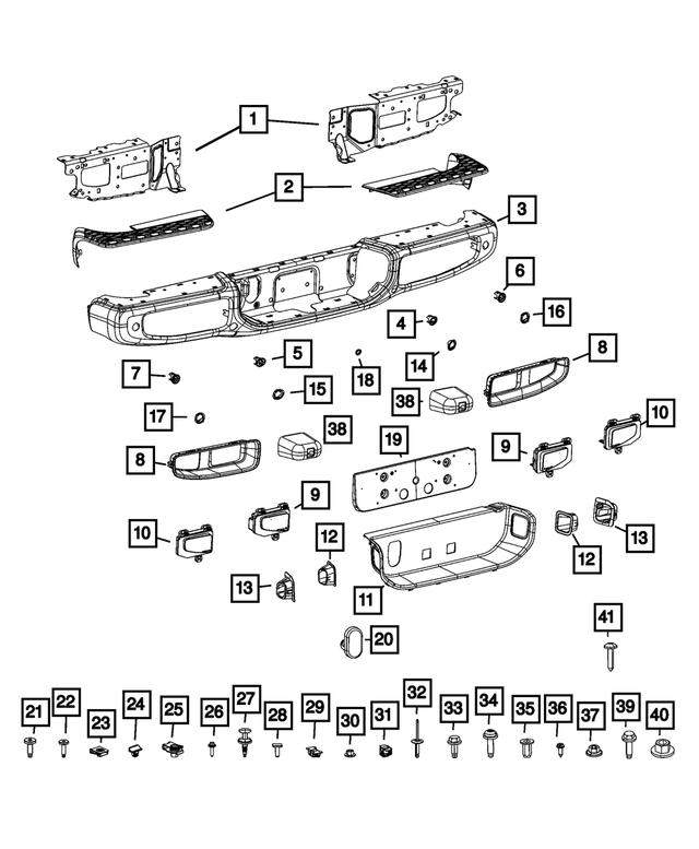 68355491AA - Frame, Bumper and Fascia: Rear Bumper Bezel, Left for Mopar Image image