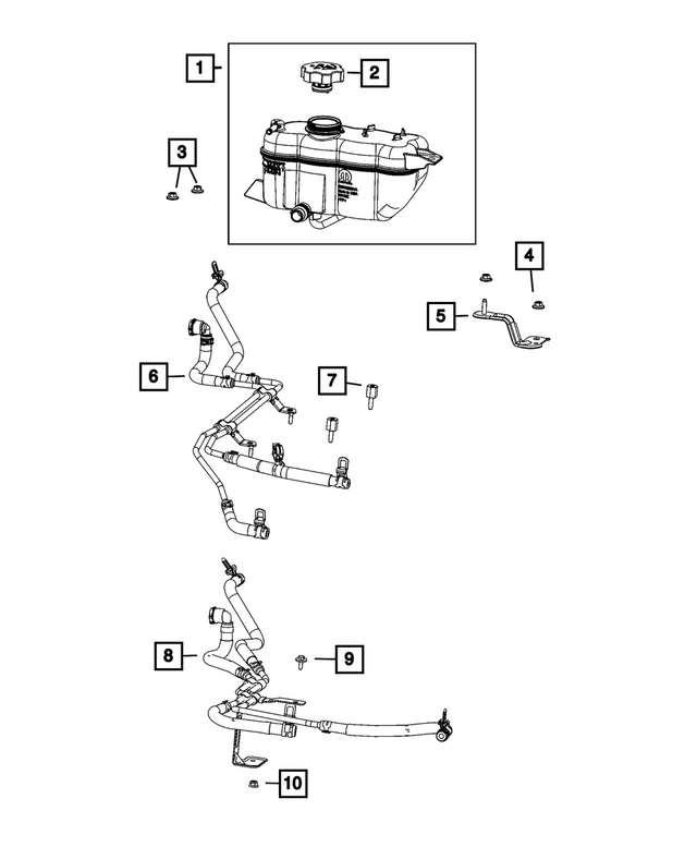 68432032AA - Cooling: Coolant Bottle Bracket for Mopar Image