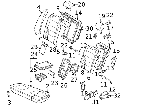 Rear Seat Components for 2009 Volkswagen Passat #0