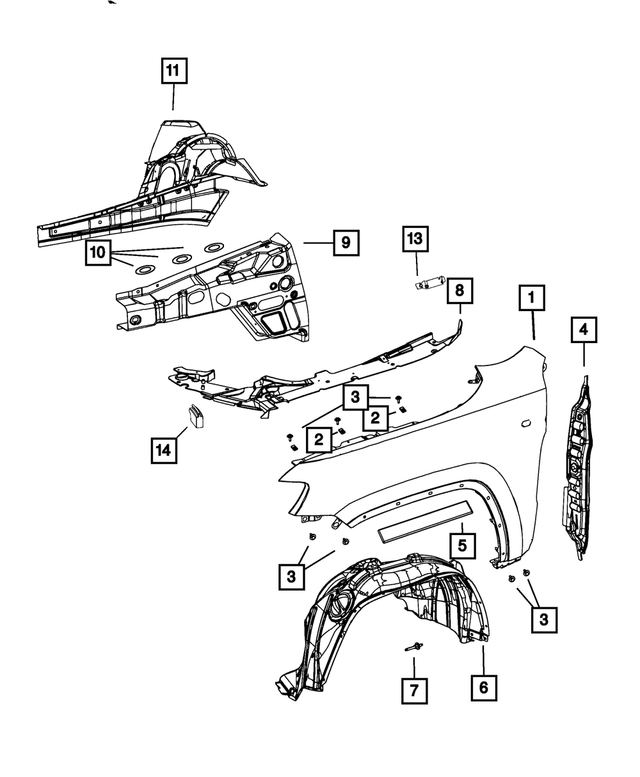 « 68046264AC – Body Sheet Metal Except Doors : Aile Remplissage, Côté Droit pour Mopar Image »