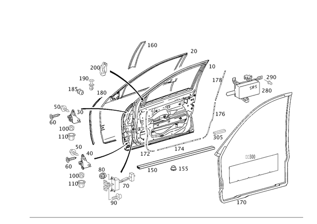 203720010567 - Front Doors: Door, Body-in-White for Mercedes-Benz: C230, C240, C280, C32 AMG, C320, C350, C55 AMG Image image