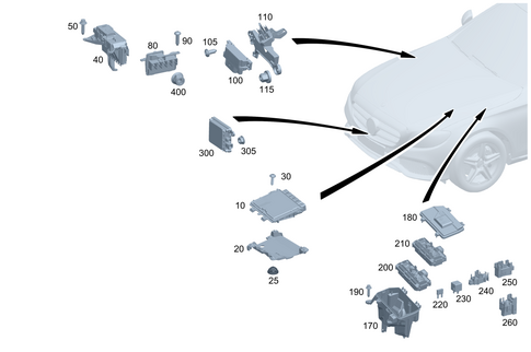 Control Units/Fuse Boxes/Relays in Engine Compartment for 2015 Mercedes-Benz C300 #0