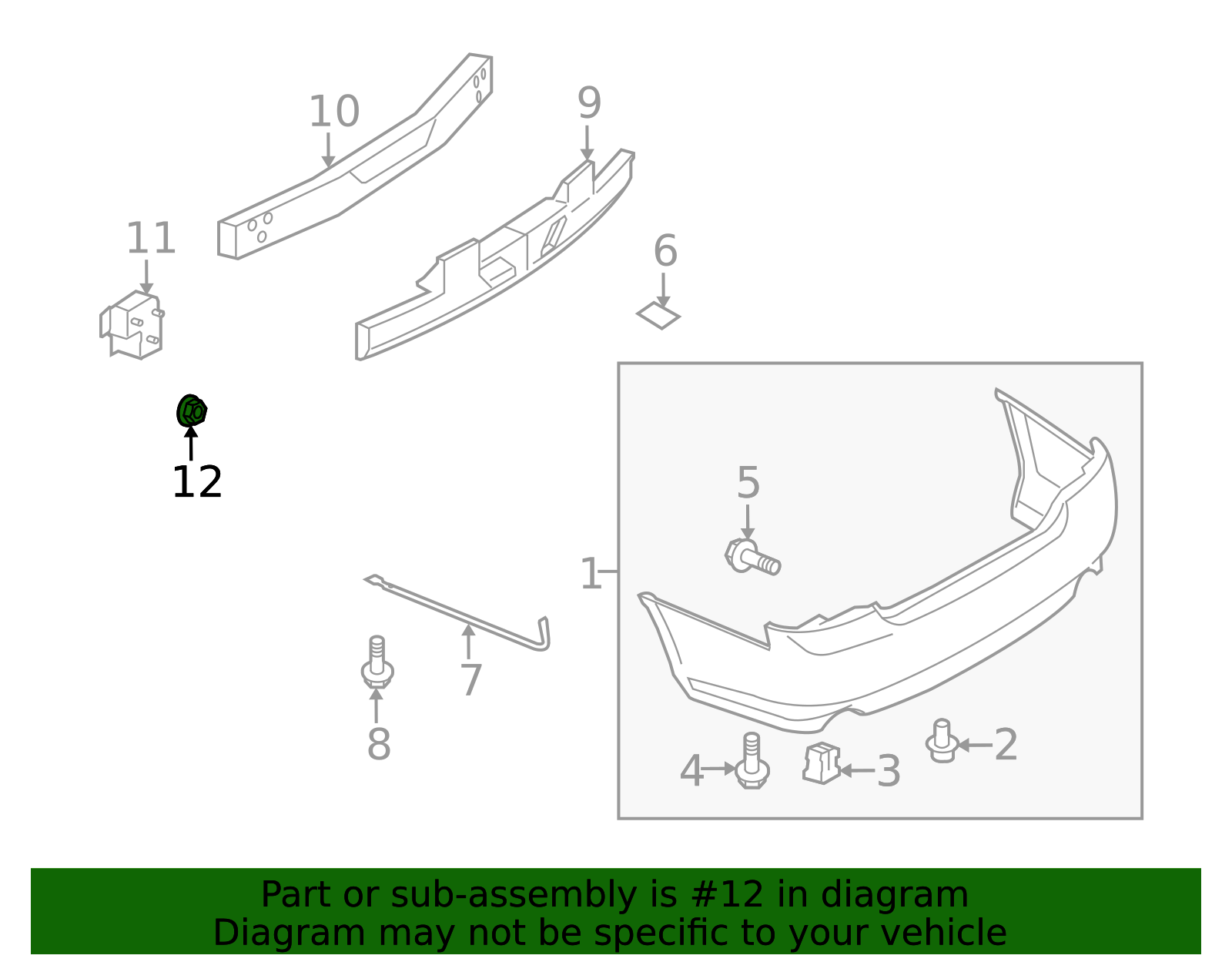 01221-00391 - Bumper Cover Reinforcement Beam Nut 2002-2017 INFINITI ...