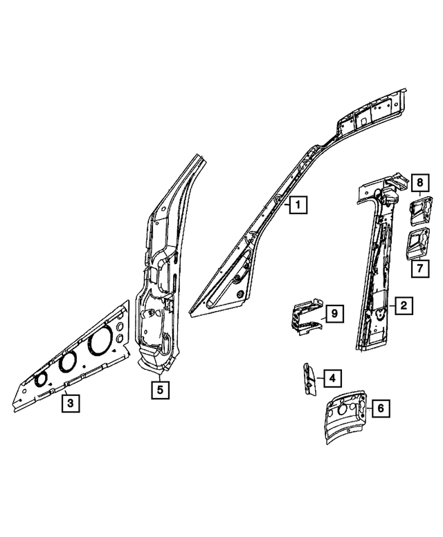 68009209AA - Body Sheet Metal Except Doors: Front Door Lock Pillar, Right for Mopar Image