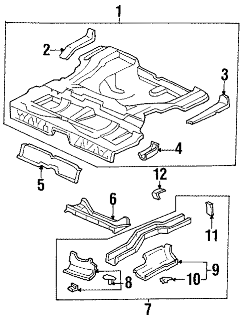 Rear Floor & Rails for 1998 Acura CL #0