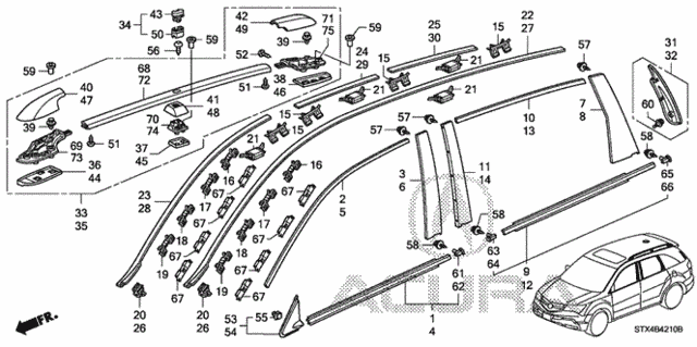 Molding - Roof Rail for 2007 Acura MDX #0