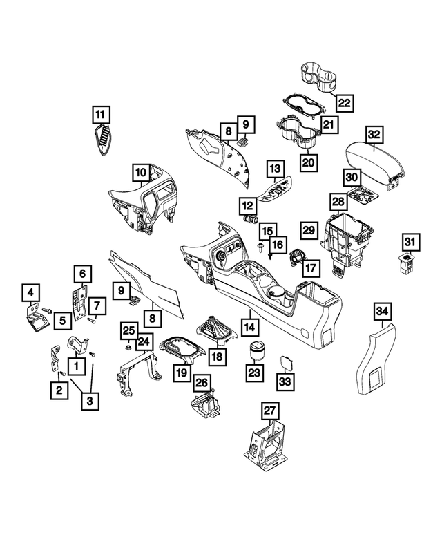 5UX18PF6AA - : Base Console for Mopar Image