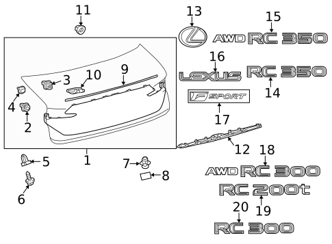 Exterior Trim - Trunk for 2017 Lexus RC300 #0