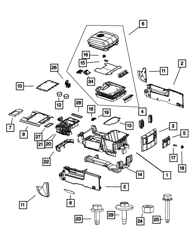« 5MZ87HL1AA – Interior Trim : Base Console pour Mopar Image »
