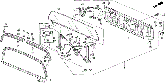 Rear Glass for 1995 Honda Civic del Sol #0