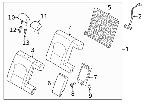 Rear Seat Components for 2009 Kia Spectra5 #2