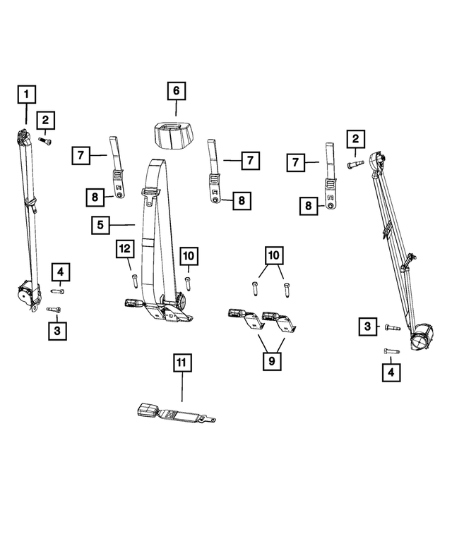 7LR314R3AA - Restraints: Rear Outer Seat Belt for Mopar Image