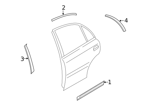 Exterior Trim - Rear Door for 2003 Kia Rio #0