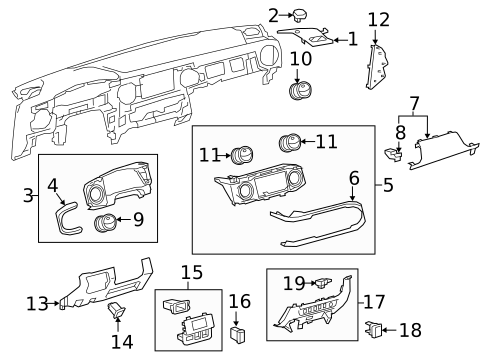 Instrument Panel Components for 2020 Toyota Tacoma #0