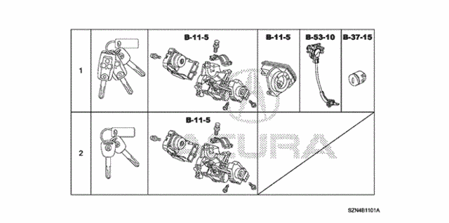 Key Cylinder Set for 2012 Acura ZDX #0