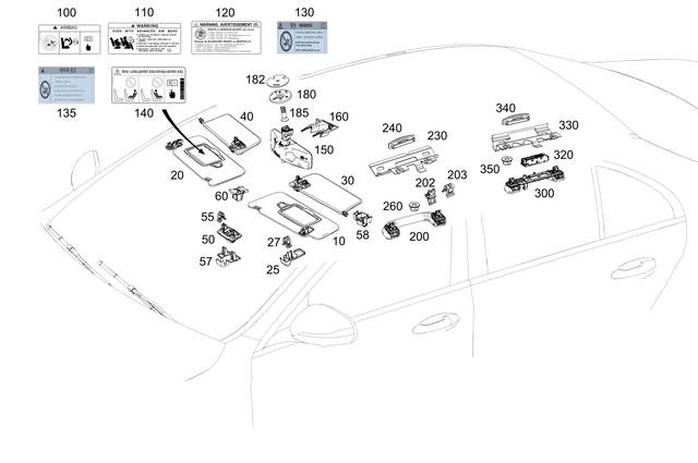 2138106301 - Trim and Lining: Sun Visor for Mercedes-Benz: AMG GT 43, AMG GT 53, AMG GT 63, AMG GT 63 S, AMG GT 63 S E Performance, CLS450, CLS53 AMG, E300, E350, E43 AMG, E53 AMG, E63 AMG S Image image