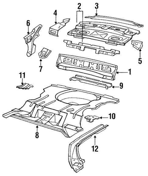 Rear Floor & Rails for 1992 Oldsmobile Cutlass Supreme #0
