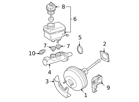 Master Cylinder - Components On Dash Panel for 2000 Volkswagen Beetle #0