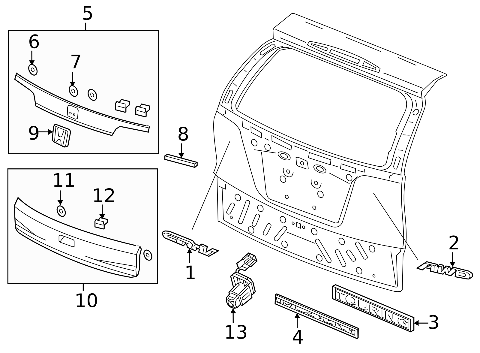 74895-T0G-A11ZJ - Garnish Assembly, Tailgate (Lower) *B588P* (Obsidian ...