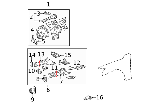 Structural Components & Rails for 2007 Lexus IS250 #0