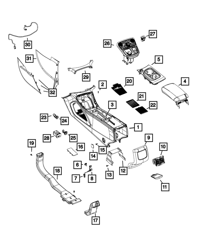 68104398AA - Interior Trim: Floor Console Bracket for Mopar Image image