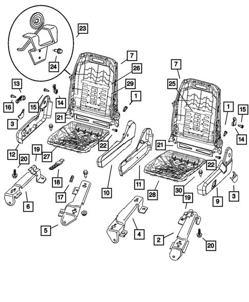 Front Seats - Adjusters, Recliners, Shields and Risers for 2009 Dodge Durango #0