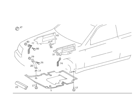 Engine Compartment Panelling, Gasoline Vehicles for 1989 Mercedes-Benz 300TE #1