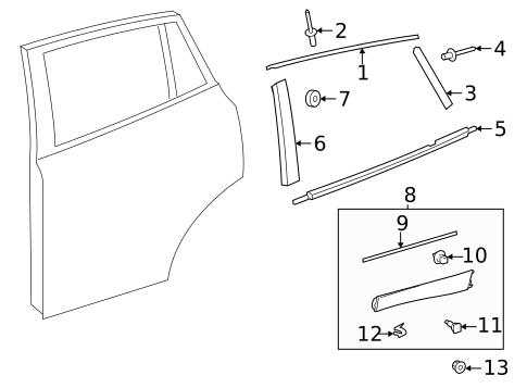 Exterior Trim - Rear Door for 2022 Toyota Venza #0