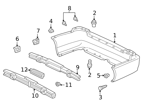 Bumper & Components - Rear for 1998 Honda Accord #0