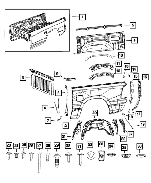 Pickup Box and Fuel Filler Door for 2020 Ram 1500 #1