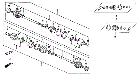 Rear Driveshaft 4WD for 1991 Honda Civic #0
