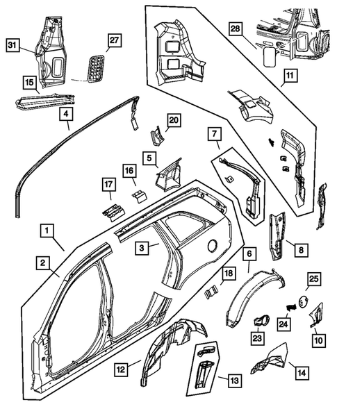 Quarter Panel and Pillars for 2006 Chrysler Pacifica #0