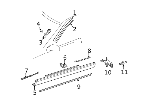 Exterior Trim - Pillars for 2008 Mercedes-Benz CLK 63 AMG&reg; #0