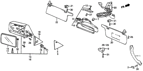 Interior Appointments - Door Mirror for 1984 Honda Prelude #0