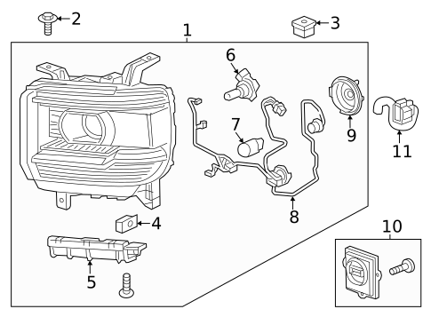 Headlamp Components for 2008 GMC Yukon #1