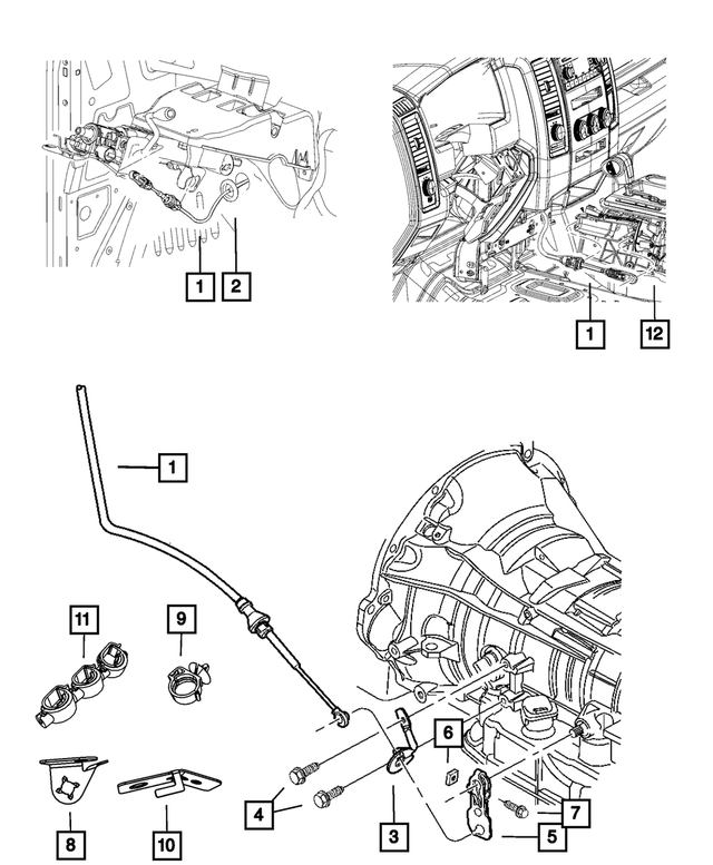 52855956AG - 545RFE; 5-Speed; Automatic Transmission: Gearshift Control Cable for Mopar Image
