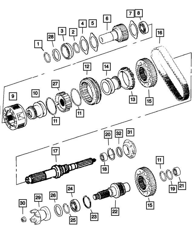 5086321AA - Transfer Case Model 271 [DH1]: Transfer Case Mainshaft for Mopar Image