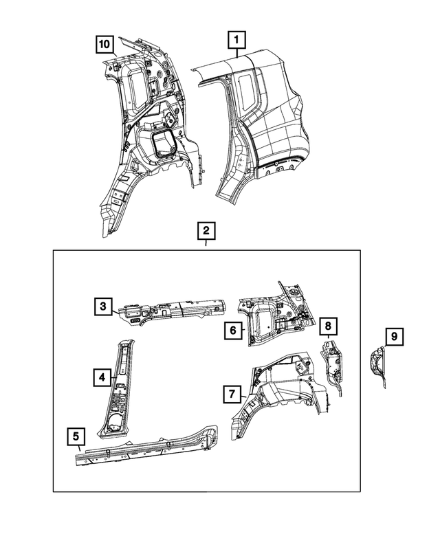 68632234AA - Body Sheet Metal Except Doors: Quarter Inner Panel, Left for Jeep: Renegade Image