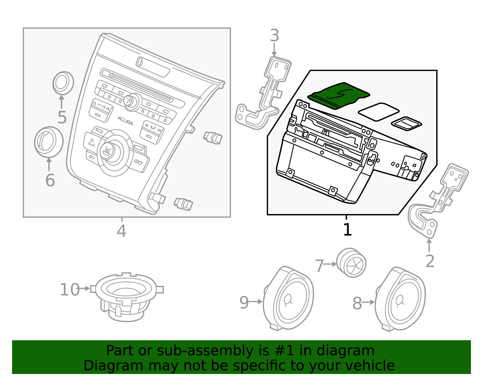 Genuine OEM Acura - Radio Control Unit Part# 39100-TX6-A91RM | Acura ...