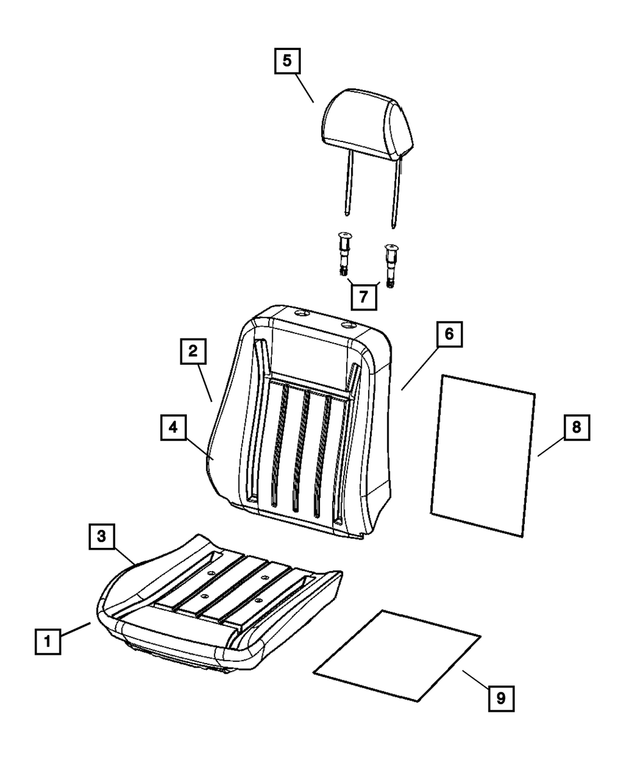 « 1FM741D5AA – Interior Trim : Coussin De Siège Avant Couvercle, Côtés Droit &amp; Gauche pour Mopar Image »