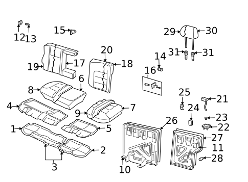 Rear Seat Components for 2003 Volkswagen Jetta #1
