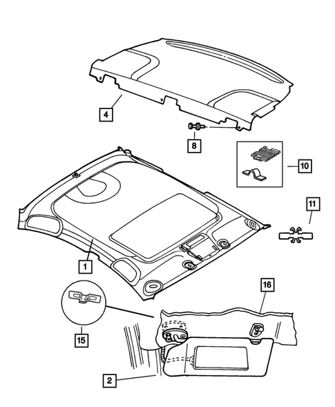 Headliner and Visor for 2001 Dodge Intrepid #0