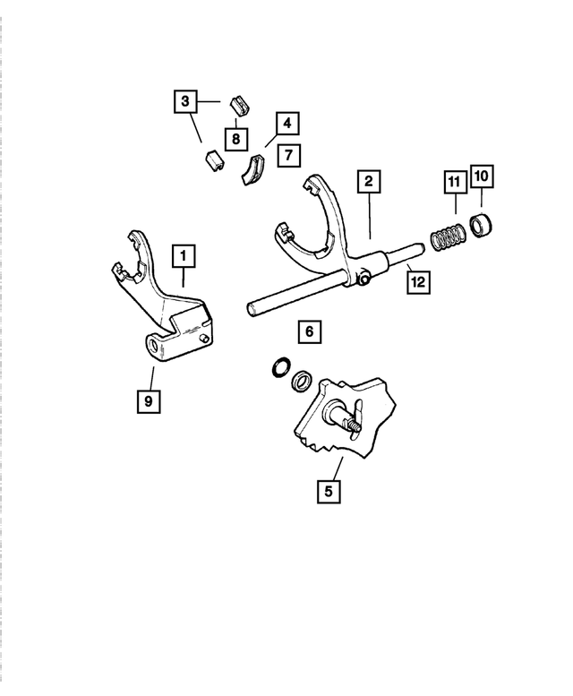 « 5103305AB – Transfer Case Model 244 [DHU] : Sélection De Mode De Boîte De Transfert Fourchette pour Mopar Image »