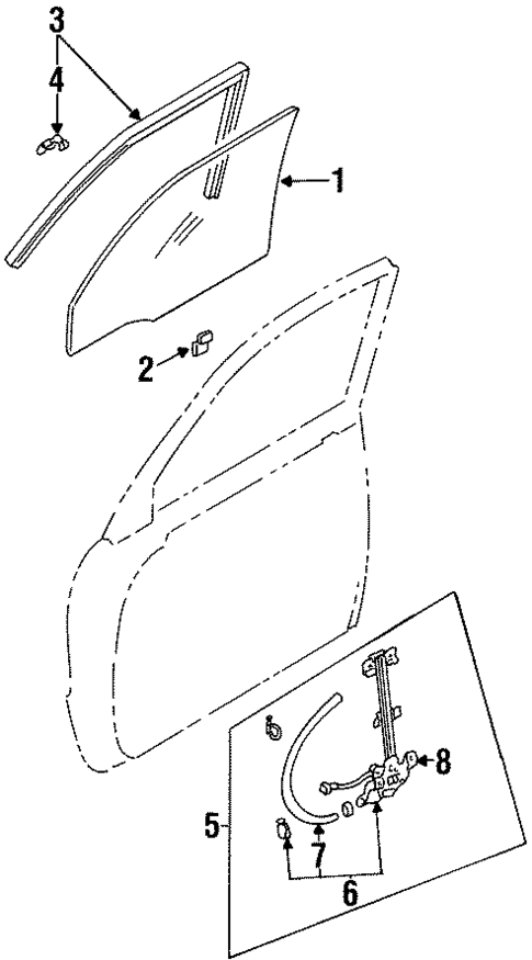 Glass - Front Door for 1998 Mazda MPV #0